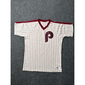 Mens Baseball Philadelphia Phillies Sand Knit Pinstripe Nylon Jersey, Size US M
